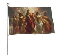Drapeau de jardin saisonnier à l'effigie des dieux et déesses grecs, 90 x 150 cm, avec œillets, pour fêtes en extérieur.