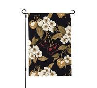 Drapeau de jardin saisonnier à motif cerises - Petit drapeau de cour pour l'extérieur de la ferme saisonnière - Drapeau floral de cour - Décoration extérieure - Drapeau de maison de vacances - 31,8 x