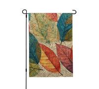 Drapeau de jardin saisonnier avec feuilles colorées - Petits drapeaux de cour pour l'extérieur de la ferme saisonnière - Drapeau floral de cour - Décoration extérieure - Drapeau de maison de vacances