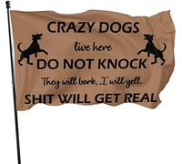 Drapeau de jardin saisonnier Crazy Dogs DoKnock, drapeau de démonstration 0,9 x 1,5 m décorations pour la maison en plein air