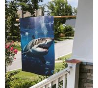 Drapeau de jardin saisonnier double face 28 x 40 pouces Grand requin blanc Drapeau de m