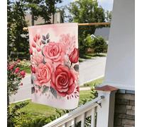 Drapeau de jardin saisonnier double face 28 x 40 pouces Roses Drapeau de maison de vaca