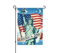 Drapeau de jardin saisonnier double face 30,5 x 45,7 cm, statue de la Liberté Amérique 250 drapeau imprimé bienvenue cour maison extérieur drapeaux de jardin