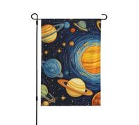 Drapeau de jardin saisonnier double face 71,1 x 101,6 cm, drapeau de cour, système solaire, espace, planète, univers, galaxie, bienvenue cour, maison, extérieur, drapeaux de jardin