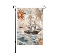 Drapeau de jardin saisonnier double face 71,1 x 101,6 cm Drapeau de jardin, éléments nautiques navires, boussole, bienvenue cour, maison, extérieur