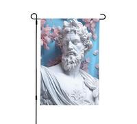 Drapeau de jardin saisonnier double face 71,1 x 101,6 cm, sculpture en gypse blanche David Welcome Yard House extérieur drapeaux de jardin