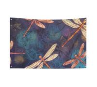 Drapeau de jardin saisonnier double face peint à la main libellule grand drapeau pour terrasse, pelouse, maison, extérieur, décoration de vacances