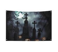 Drapeau de jardin saisonnier - Drapeaux de cour gothiques - Imprimé Happy Halloween - Drapeaux décoratifs pour intérieur et extérieur