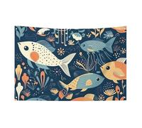 Drapeau de jardin saisonnier - Drapeaux de cour - Motif poisson et corail - Pour intérieur et extérieur - Pour fêtes de festival