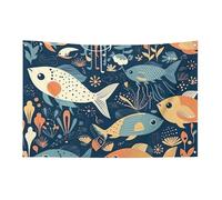 Drapeau de jardin saisonnier - Drapeaux de cour - Motif poisson et corail - Pour intérieur et extérieur - Pour fêtes de festival