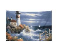 Drapeau de jardin saisonnier, drapeaux de cour, phare, peinture diamant, drapeaux décoratifs pour intérieur et extérieur