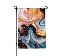 Drapeau de jardin saisonnier en marbre liquide - Petits drapeaux de cour pour l'extérieur de la ferme saisonnière - Drapeau floral de cour - Décoration extérieure - Drapeau de maison de vacances