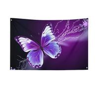 Drapeau de jardin saisonnier - Joli motif papillon violet - Drapeaux décoratifs pour intérieur et extérieur