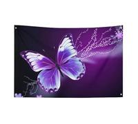 Drapeau de jardin saisonnier - Joli motif papillon violet - Drapeaux décoratifs pour intérieur et extérieur