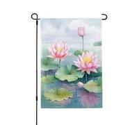 Drapeau de jardin saisonnier - Jolies fleurs de lotus - Petits drapeaux de cour pour l'extérieur de la ferme saisonnière - Drapeau floral de cour - Décoration extérieure - Drapeau de maison de