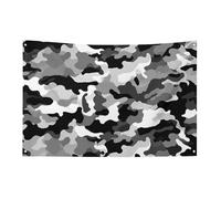 Drapeau de jardin saisonnier - Noir gris blanc - Imprimé camouflage - Drapeaux décoratifs pour intérieur et extérieur