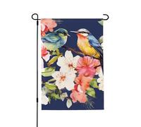 Drapeau de jardin saisonnier oiseaux et fleurs - Petits drapeaux de cour pour l'extérieur de la ferme saisonnière - Drapeau floral de cour - Décoration extérieure - Drapeau de maison de vacances