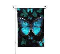 Drapeau de jardin saisonnier papillon sur fond noir - Petits drapeaux de cour pour l'extérieur de la ferme saisonnière - Drapeau floral de cour - Décoration extérieure - Drapeau de maison de vacances