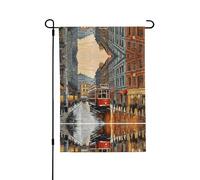 Drapeau de jardin San Francisco double face 71,1 x 101,6 cm (léger) - Impression intégrale vibrante pour cour, jardin, terrasse ou porche