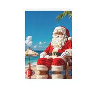 Drapeau de jardin « Santa Claus At Beach Welcome » - 61 x 91 cm - Ne se décolore pas - Double face - Bannière d'extérieur pour cour, porche, pelouse