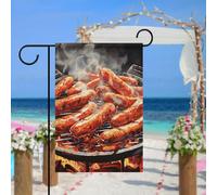 Drapeau de jardin saucisse en feu pour extérieur, 30,5 x 45,7 cm, drapeau de jardin printemps été, drapeau saisonnier double face, panneau de bienvenue durable pour terrasse, pelouse, cour