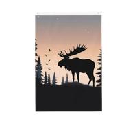 Drapeau de jardin sauvage Moose Mountain Pin Tree Wilderness Flag 2 x 0,9 m Drapeau de vacances double face avec œillets verticaux saisons pour décoration extérieure de maison, jardin, bannière de