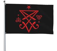 Drapeau De Jardin Sceau Occulte De Lucifer Satanique Double Face Bannière Uv Fade Résistant Drapeau Jardin Pour Bureaux Vacances Maison 3X5 Ft