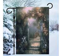 Drapeau de jardin secret en lin 30,5 x 45,7 cm/décorations extérieures, unilatéral, drapeau de cour, pour pelouse extérieure pour extérieur, Halloween, Noël, drapeaux de vacances pour toutes les