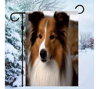 Drapeau de jardin Shetland Sheepdog en lin 30,5 x 45,7 cm/décorations extérieures, unilatéral, drapeau de cour, pour pelouse extérieure pour extérieur, Halloween, Noël, drapeaux de vacances pour