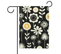 Drapeau de jardin simple à traits de fleurs double face 30,5 x 45,7 cm, drapeau vertical en lin, drapeaux de maison durables pour fêtes de vacances décoratives en plein air