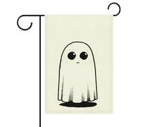 Drapeau de jardin simple Doodle of The Ghost - En toile de jute - Double face - 30,5 x 45,7 cm