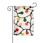 Drapeau de jardin simple et mignon avec lumières de Noël bohème 30 x 45 cm vertical double face ferme vacances décorations extérieures drapeau de cour