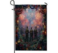 Drapeau de jardin soldat patriotique, bannière de feux d'artifice festifs rouge et bleu, bannière d'extérieur double face décorative pour fête d'été, cour, drapeau commémoratif pour la maison, 30,5 x