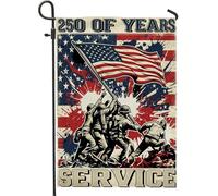 Drapeau de jardin, soldats patriotiques vintage, étoiles, jour de l'indépendance, toile de jute rouge, double face, petit jardin, cour, pour extérieur, pelouse, porche, terrasse, entrée 30,5 x 45,7 cm