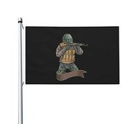 Drapeau De Jardin Soldier With An Ak47 Drapeaus Décoratif Antifouling Garden Flag Amusante Pride Flag Pour Pavillon Cour Patio 152X90CM