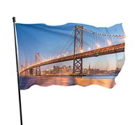Drapeau de jardin soleil couchant vue du pont de la baie cour maison drapeaux de décoration extérieure bannières pour pelouse de patio 3x5 pieds