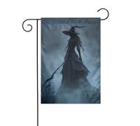 Drapeau de jardin sombre fantaisie vieille sorcière 30 x 45 cm vertical double face ferme vacances décorations extérieures drapeau cour drapeau
