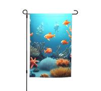 Drapeau de jardin sous-marin imprimé poisson corail 30,5 x 45,7 cm - Drapeaux d'extérieur saisonniers double face, pour cour, porche, décoration de fête