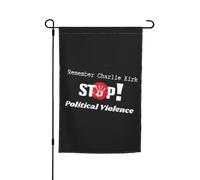 Drapeau de jardin « Souvenez-vous de Charlie Kirk » Arrêtez la violence politique 12x18 double face pour la maison
