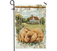 Drapeau de jardin Spring Lakeland Terrier 30,5 x 45,7 cm double face pour extérieur, motif chiot balançoire de ferme, drapeau de maison en toile standard, drapeau amusant pour animal de compagnie