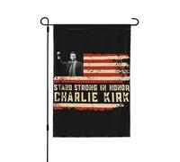 Drapeau de jardin « Stand Strong In Honor of Charlie Kirk » Bannières verticales double face pour l'extérieur, décoration extérieure de fête, de vacances, de jardin, de maison, 31,8 x 45,7 cm