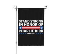 Drapeau de jardin « Stand Strong In Honor of Charlie Kirk » Bannières verticales double face pour l'extérieur, décoration extérieure de fête, de vacances, de jardin, de maison, 31,8 x 45,7 cm