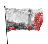 Drapeau de jardin Street View of London Big Ben Yard House Drapeaux de décoration extérieure Bannières pour Patio Pelouse 3x5 Ft