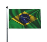 Drapeau De Jardin Style De Soie Du Brésil Suspendre Drapeau Jardin Double Face Bannière Décorative Pour Bureaux Patio Vacances 3X5 Ft