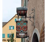 Drapeau de jardin « Sugar Skulls Day of the Dead » - 30,5 x 45,7 cm - Drapeau saisonnier double face - Petits drapeaux de cour pour l'extérieur - Bannière pour intérieur et extérieur - Décoration