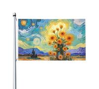 Drapeau De Jardin Sunflower Starry Painted Garden Flag Premium Drapeaus Décoratif Antifouling Drapeau De Bienvenue Pour Pavillon Patio Pelouse 152X90CM