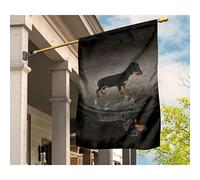 Drapeau De Jardin Supérieure Drapeau De Décoration Durable Drapeaux De Pirate Décoration Pour Balcon Maison Pelouse Teckel Noir Et Feu, Animal De Compagnie, Influence De L'Eau M