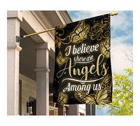 Drapeau De Jardin Supérieure Drapeaux De Pirate Durable Jardin Signe Décoration Pour Pelouse Porche Maison Papillons Je Crois Qu'Il Y A Des Anges Motif Noir M