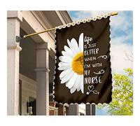 Drapeau De Jardin Supérieure Drapeaux De Pirate Durable Jardin Signe La Marguerite, Symbole De L'Infirmière, Le Caducée, La Vie Est Plus Belle Quand Je Suis Avec Une Infirmière M