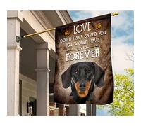 Drapeau De Jardin Supérieure Drapeaux De Vacances Double Face Jardin Signe Art Classique : Visage De Teckel Avec Des Papillons. L'Amour Pourrait Te Sauver. Tu Aurais Vécu Pour Toujours. M